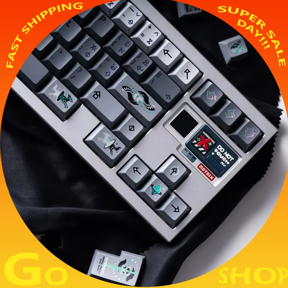 Teclas plateadas secretas Frontier originales Pbt 176 teclas personalizadas para teclado mecánico Cherry Wooting ROG, accesorios para Pc