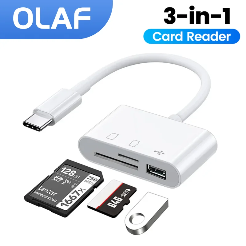 Lector de tarjetas 3 en 1 tipo C OTG SD TF USB lector de tarjetas de memoria convertidor para IPad Pro Huawei para Macbook Tablet USB tipo C lector de tarjetas