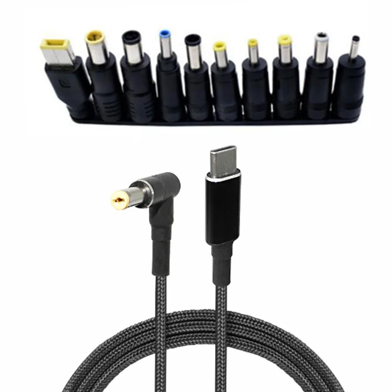 10 unids/set Universal tipo C a DC Cable adaptador de corriente 100W 65W 20V 4A PD cargador rápido Jack conector de enchufes de red multifunción - imagen 4