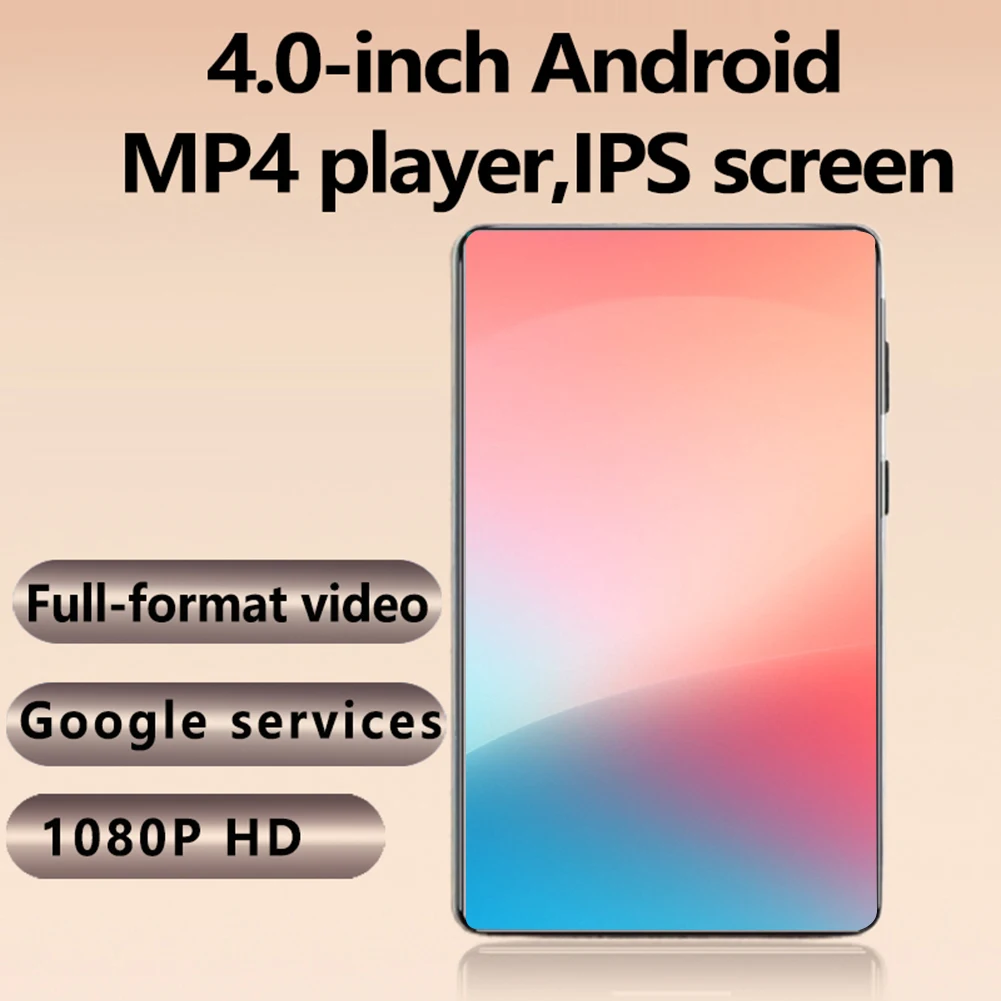 Reproductor de MP3 Android 14, Bluetooth 5,0, reproductor de música sin pérdidas, pantalla completamente táctil de 4,0 pulgadas, reproductor de MP3, altavoces integrados para caminar