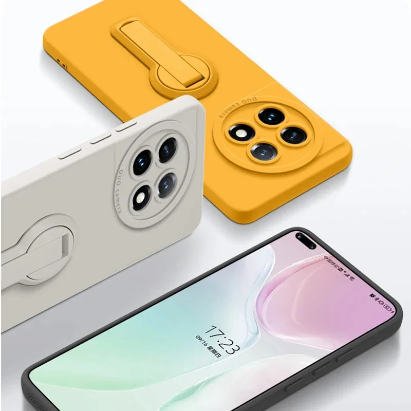 Funda de teléfono con soporte de silicona líquida Original para OnePlus 13 13R 12 12R 11 11R 10 10T 10Pro 10R 5G Candy Macaroon protege la cubierta suave - imagen 5