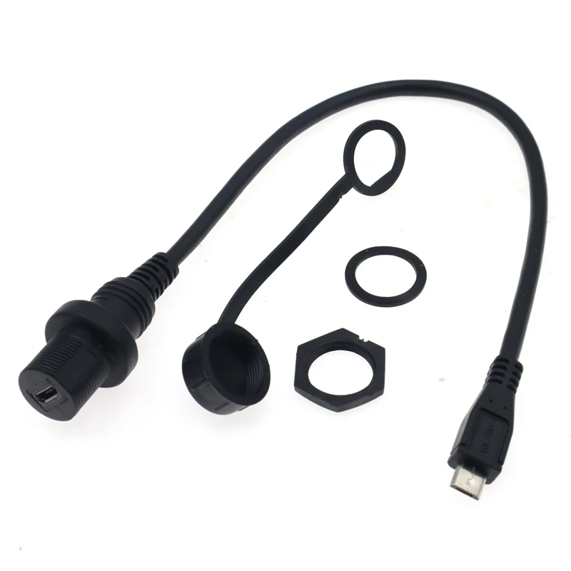 Nuevo Cable Micro USB impermeable IP67 de 0,3 m, Cable de extensión de conector impermeable de montaje en Panel Micro-USB 2,0 de 5 pines IP 67 macho a hembra - imagen 5