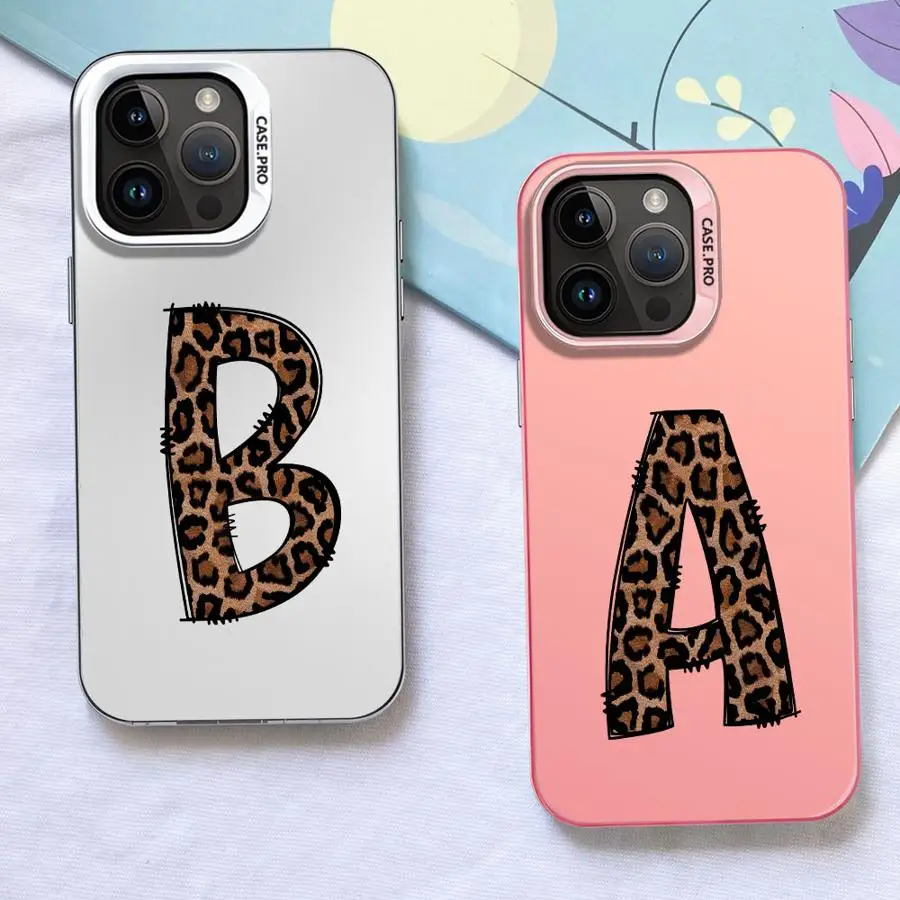 Funda con letras con estampado de leopardo para iPhone 16 17 Pro Max 14 11 XS 17Air 15 Plus XR 12 13 16e - imagen 2