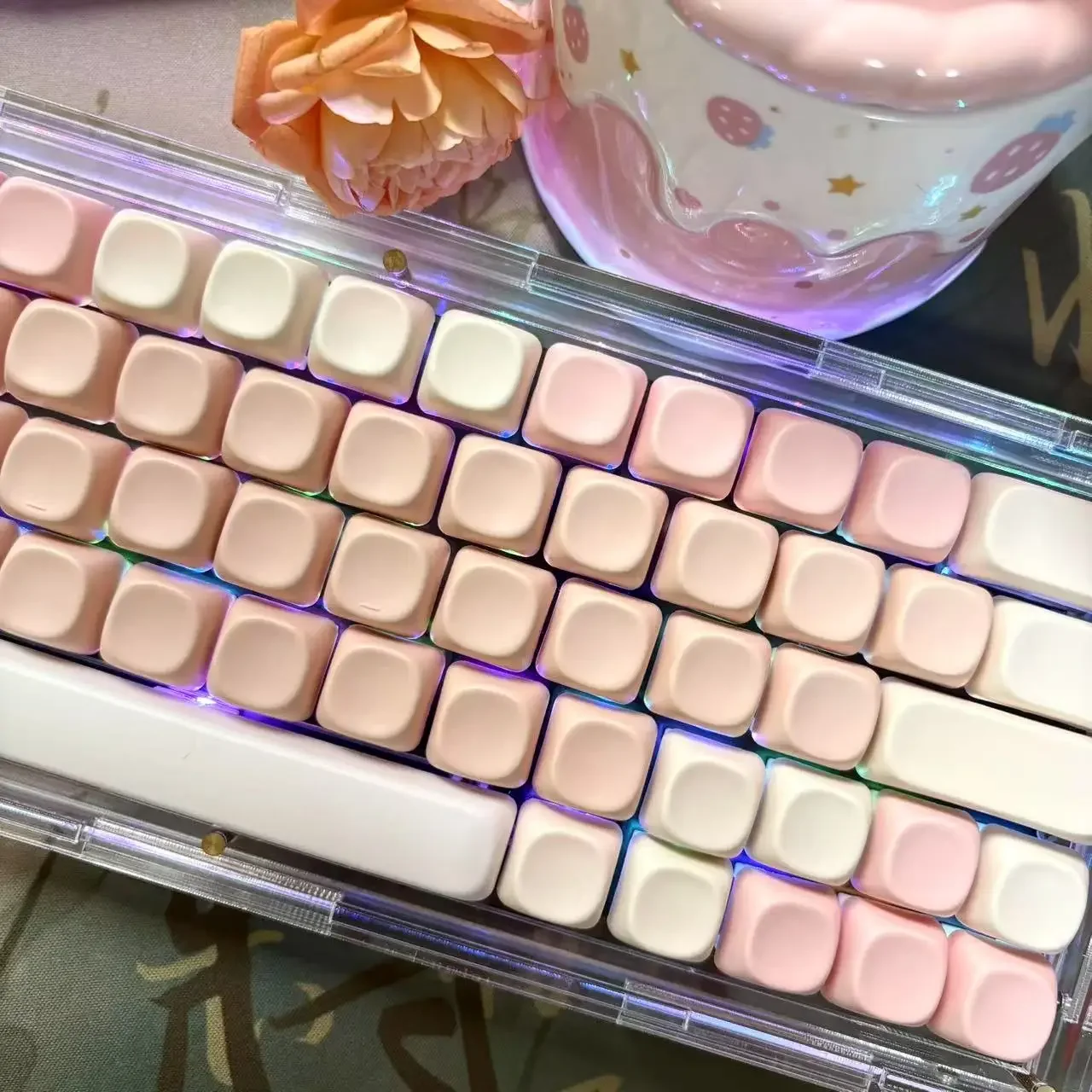 Teclas en blanco, juego de teclas de perfil MOA DIY, teclas personalizadas de sublimación de tinte PBT para teclado mecánico MX 61/68/84/87/104/108 - imagen 4