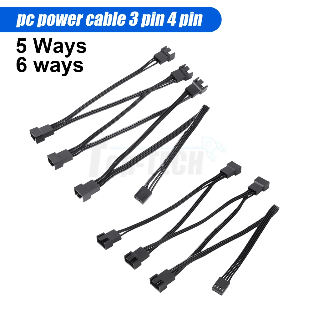 Divisor PWM de 5/6 vías, 4 pines, 4 pines, hembra a 3/4 Pines, Cable adaptador de concentrador de ventilador para ordenador, PC, carcasa, Cable de alimentación de extensión de ventilador