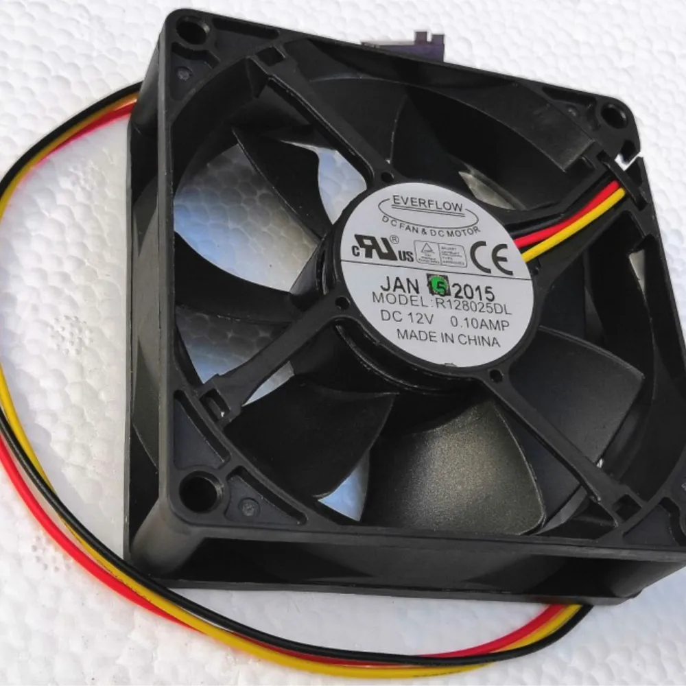 Ventilador disipador de calor silencioso para Everflow R 128025 DL 80 mm 12 V ventilador de enfriamiento con rodamiento de bolas de 3 cables para caja de PC, CPU, servidor - imagen 3