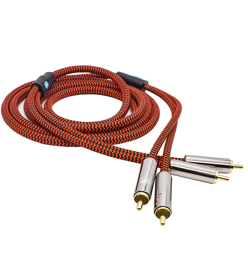 Cable de Audio RCA Dual Audiophile para amplificador, altavoz Subwoofer, DVD para coche, Cable de blindaje 2RCA a 2RCA, 1M, 2M, 3M, 5M, 8M, 10M - imagen 4