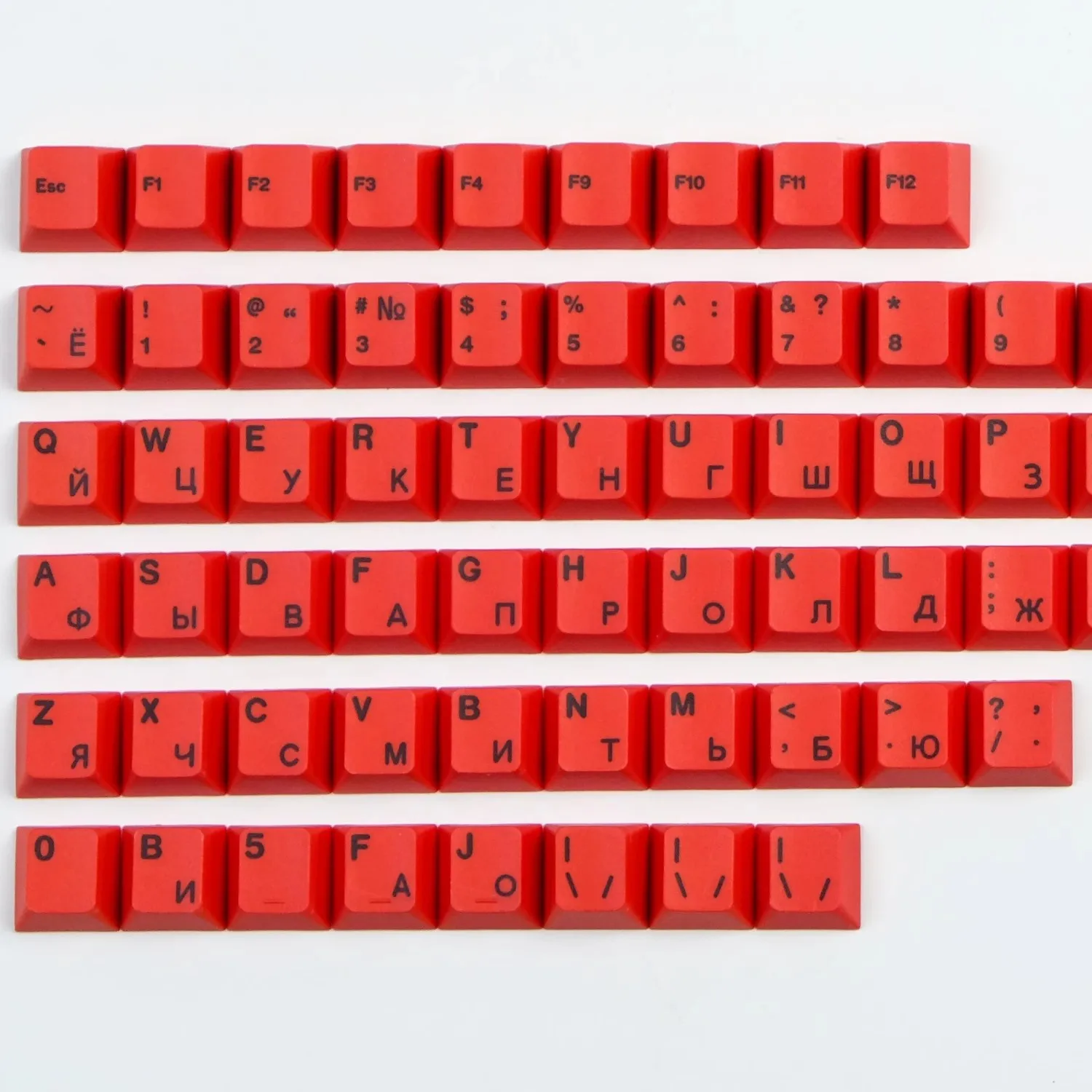 1 Set Tastenkappen für den Buchstabenbereich, Rot, Blau, Grau, russische Mandarinensymbole, Tastenkappen, PBT-Farbstoffsubbed, Kirschprofil, Tastenkappen-Ergänzungsset