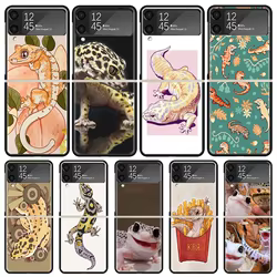 Fundas de teléfono negras de lagartos Geckos para Samsung Z Flip 7 6 5 4 3 Galaxy de lujo ZFlip7 ZFlip6 Flip5 Flip4 Flip3 funda Z Flip 6
