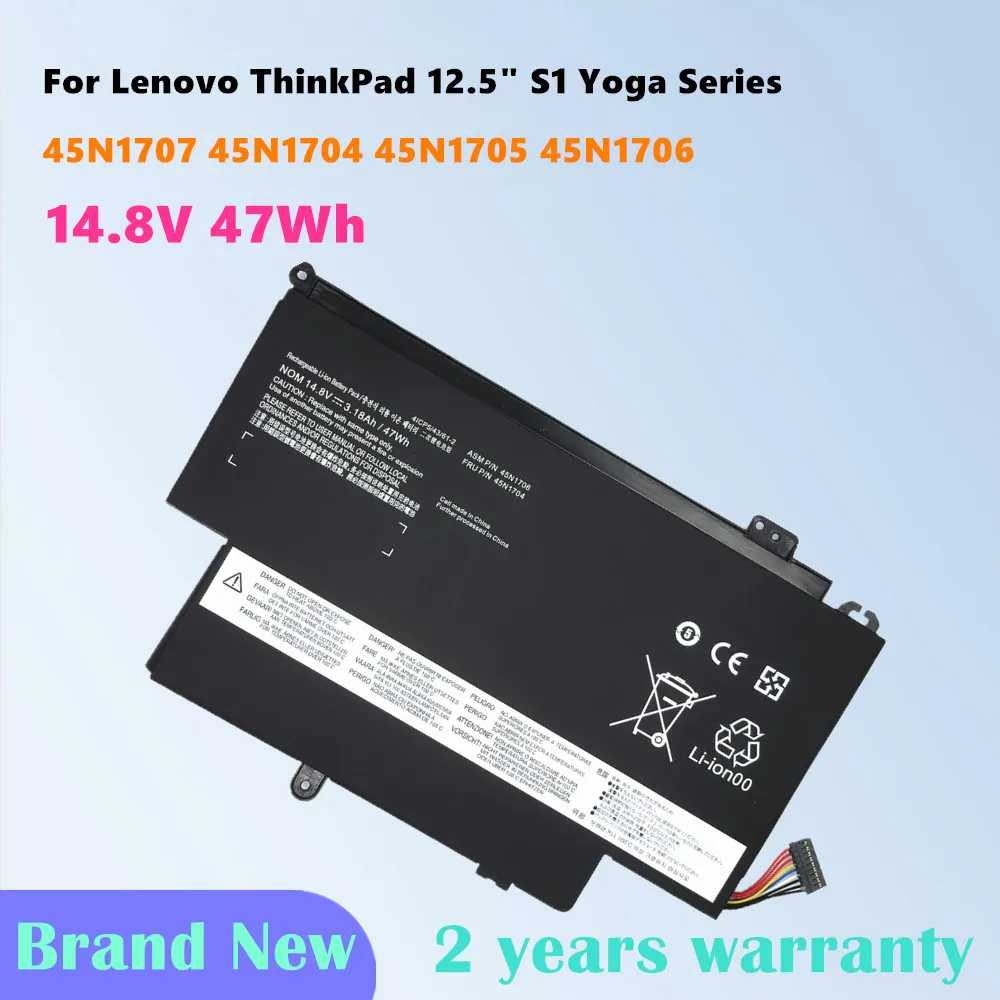 45N1706 14,8 V 47WH batería del ordenador portátil para Lenovo ThinkPad 12,5 "S1 Yoga Series 45N1705 45N1704 45N1707