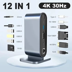 Estación de acoplamiento USB-C 4K con carga PD de 100 W