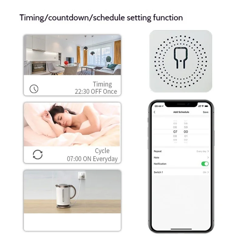 Tuya Zigbee 3,0 interruptor inteligente Mini 16A 1/2 vías inalámbrico y Control por voz para automatización del hogar funciona con Alexa/Asistente de Google - imagen 4