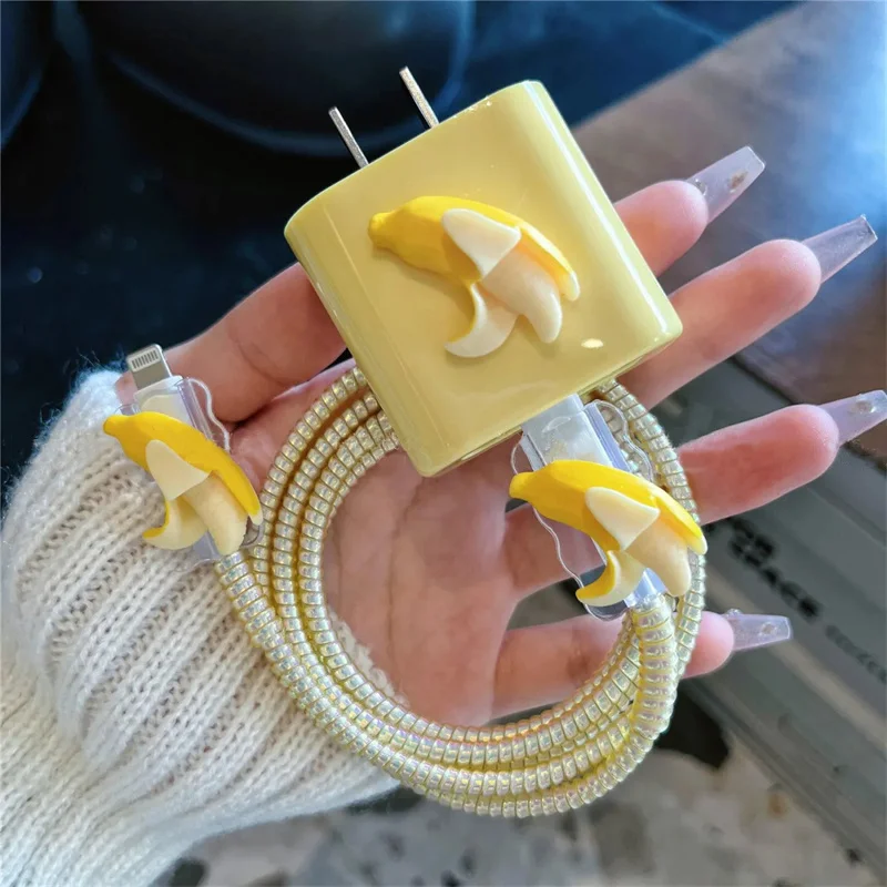Funda de cargador de plátano con dibujos animados para IPhone, cubierta de protección de Correa de carga de 18W-20W para IPhone 11, 12, 13, 14, 15, 16 - imagen 3