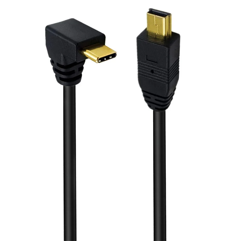 Ángulo de 90 grados USB 3,1 tipo C en forma de U macho a Mini USB 2,0 Mini macho Cable de fuente de alimentación de sincronización de datos 0,25 m - imagen 4