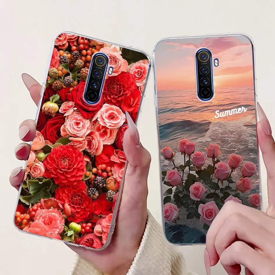 Para Realme X2 Funda Realme X2 Pro cubierta RMX1931 RMX1991 moda flor suave silicona TPU parachoques para Realme XT RMX1921 X2Pro Funda