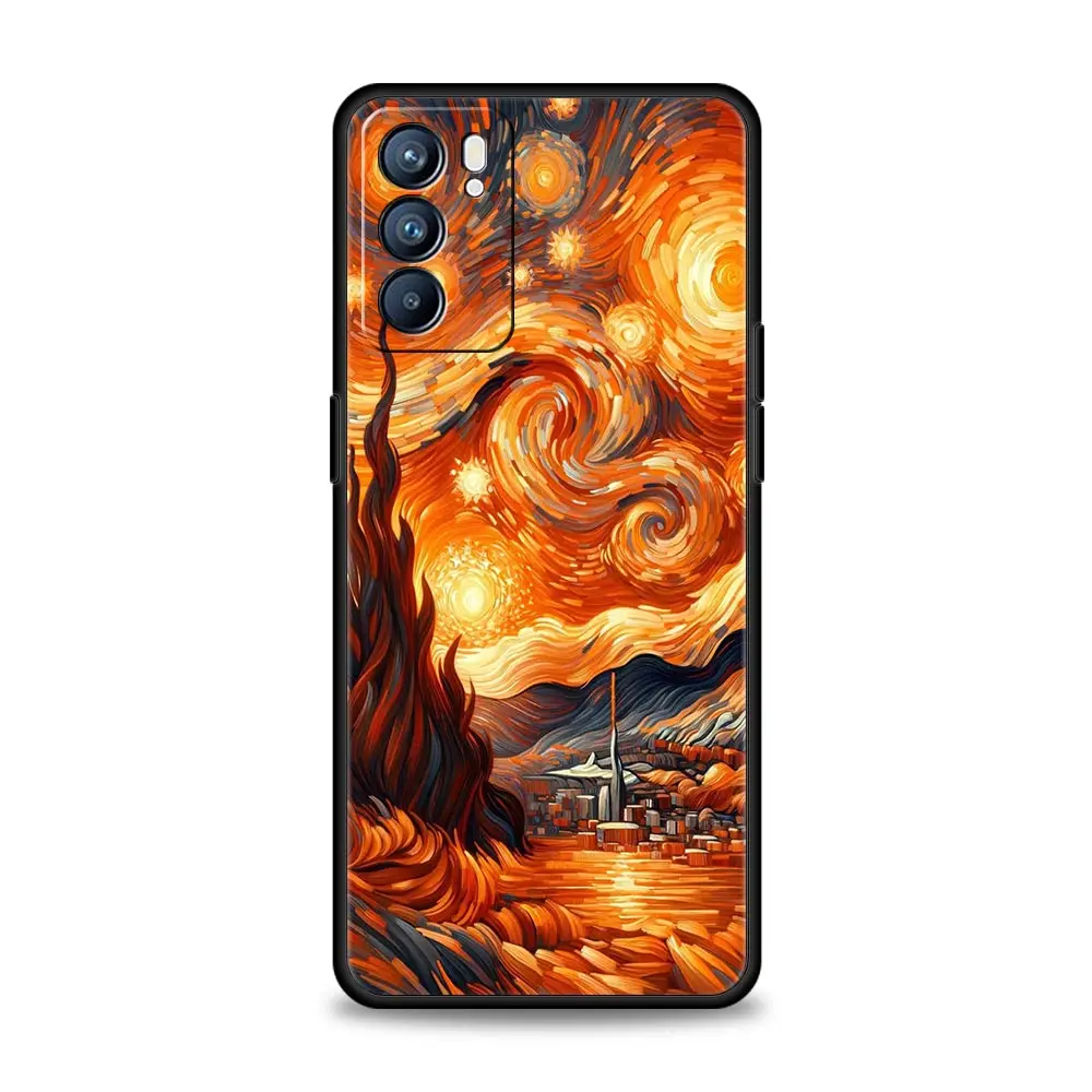 Funda de teléfono con patrón de llama para Oppo Reno14 Reno13 Reno12 11 F 10 Find X5 X9 Pro A54 5G A53 A52 A9 A16 A74 A78 4G A79 A80 A98 - imagen 4