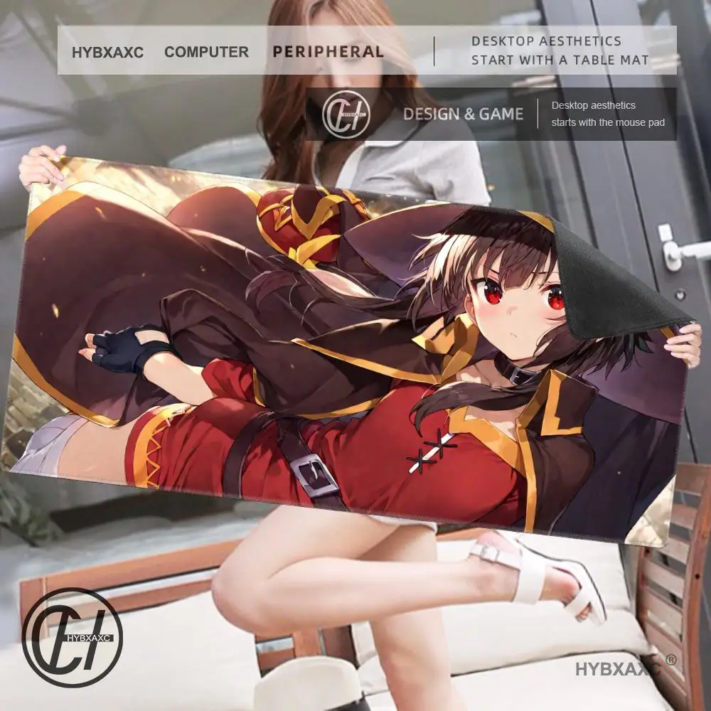 Alfombrilla de ratón de anime KonoSuba Megumin, en existencia, para juegos de portátiles, tamaño de alfombrilla de ratón para teclado de juego con bloqueo de borde grande - imagen 5