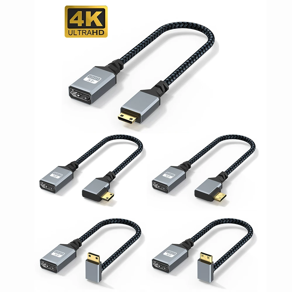 Adaptador Mini/Micro HDMI de 90 grados, compatible con HDMI 2,0, Cable trenzado 4K para cámara DSLR, videocámara, Monitor, HDTV - imagen 2