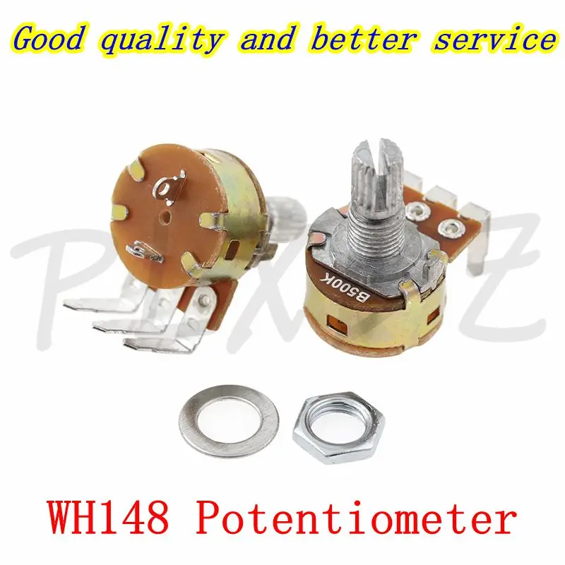 Potenciómetro lineal WH148, pies curvos 2K 5K 10K 50K 100K 250K 500K B2K B5K B10K B50K B100K B250K B500K ohm, eje de 15mm, 5 uds.