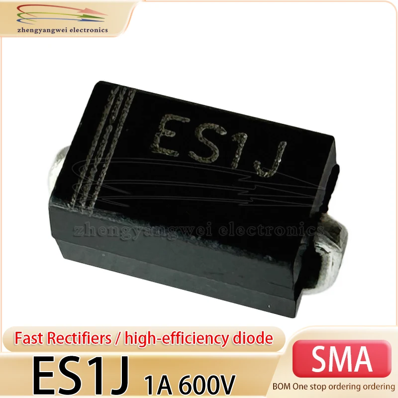ES1J SMA 600V 1A 50 Uds DO-214AC diodo rectificador de recuperación ultra rápida