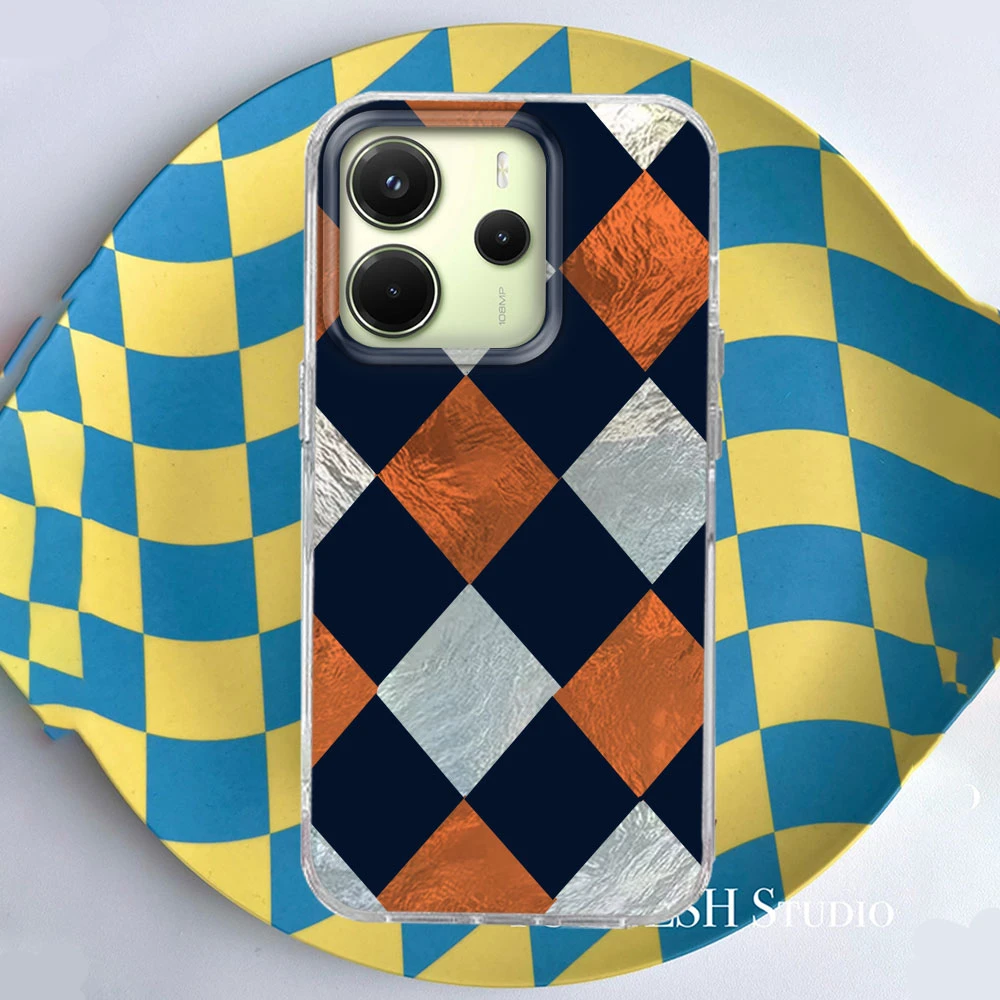 Funda de teléfono con patrón de rejilla de empalme para Xiaomi Redmi Note 14 13 12 11 11S 10 10S 8 9 Pro 15C 9C 13C 14C A3 A3X 9C A1 15 10S - imagen 5
