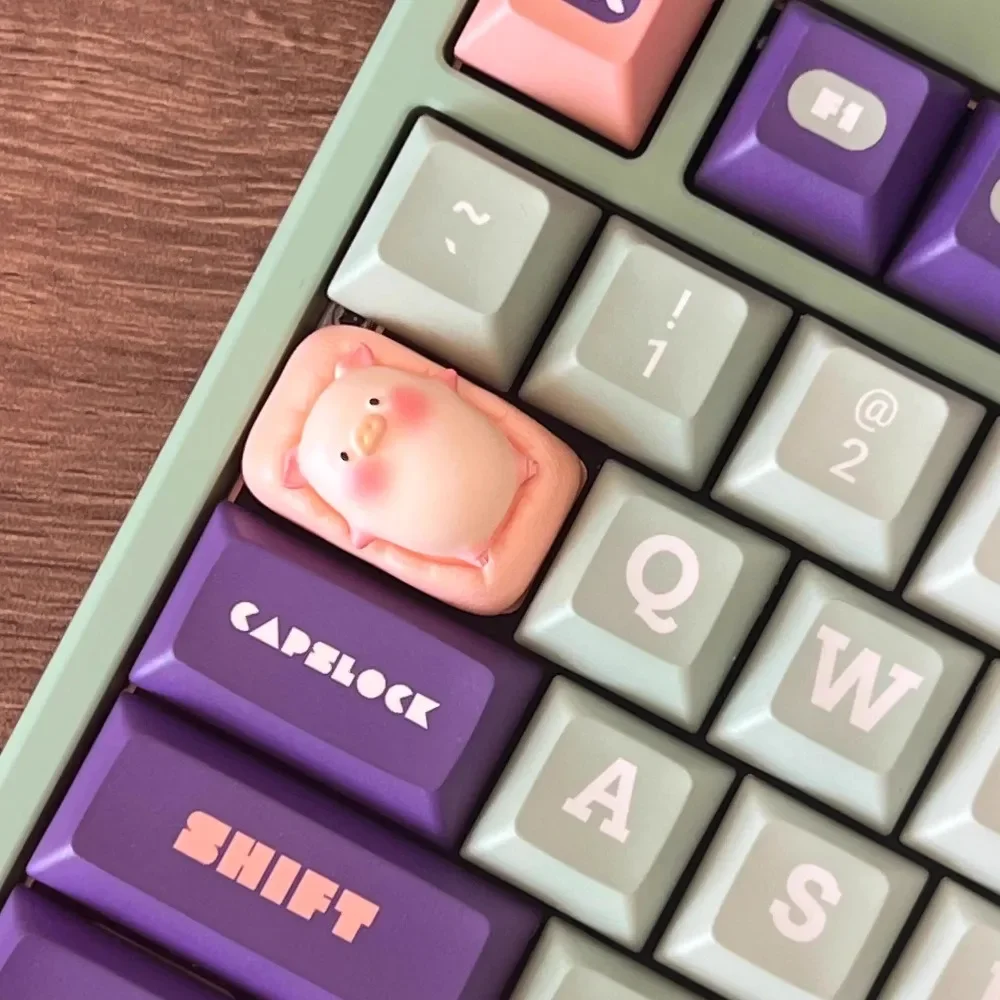 Tapa de teclado Piggy plana con personalidad personalizada, bonita tapa de teclado de resina rosa para accesorios de teclado mecánico, regalo de cinta Cherry Mx1.5U - imagen 2