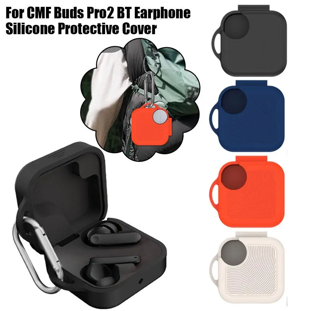 Funda protectora de silicona para auriculares Bluetooth, carcasa suave, caja de almacenamiento anticaída, accesorios simples de Color sólido para CMF Buds Pro 2