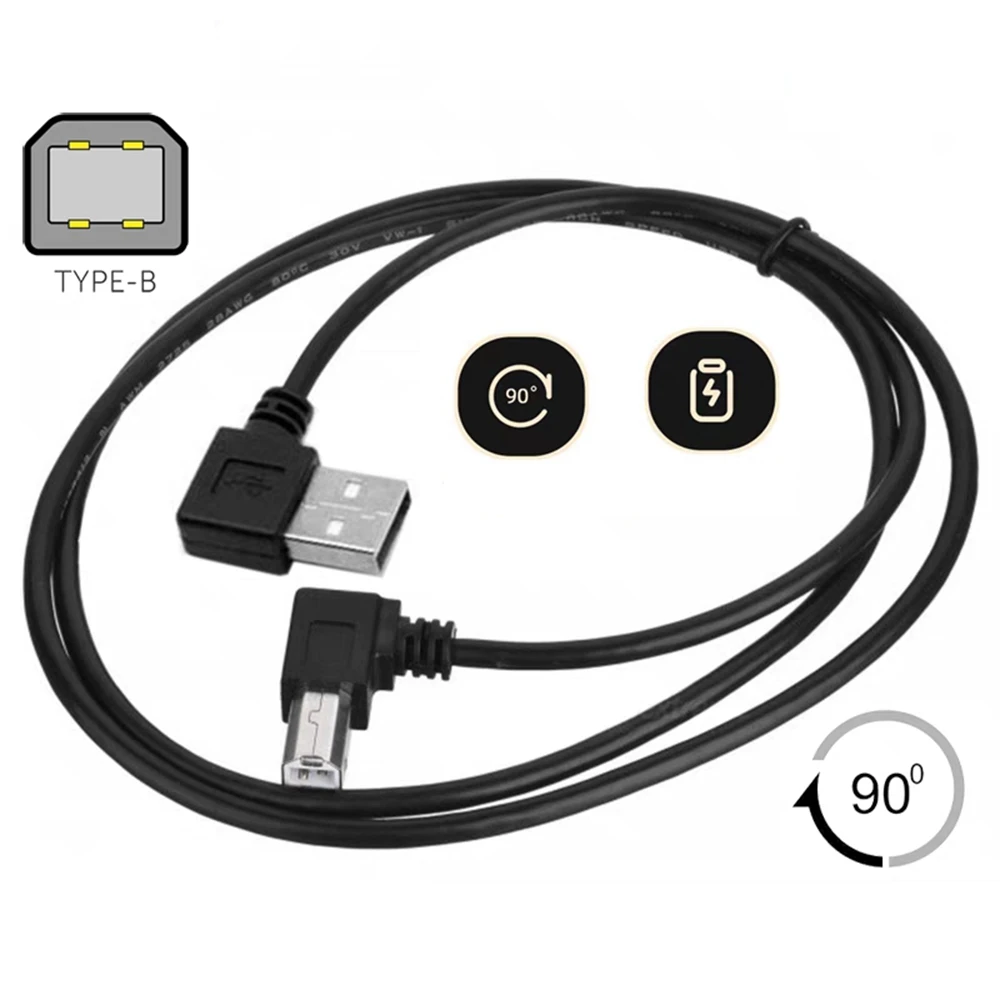 0,5 M ángulo recto USB 2,0 A enchufe ángulo recto B macho 90 grados Cable de escáner de impresora