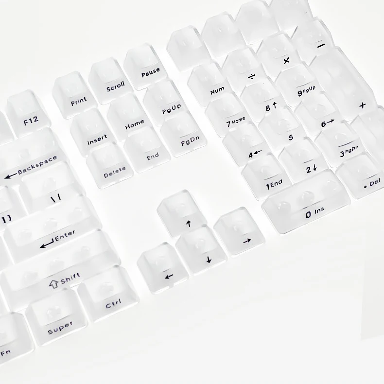 Teclas transparentes esmeriladas brumosas de perfil OEM, teclas RGB retroiluminadas con tallado lateral para teclado mecánico de jugador, tapa de tecla ISO Enter PC - imagen 5