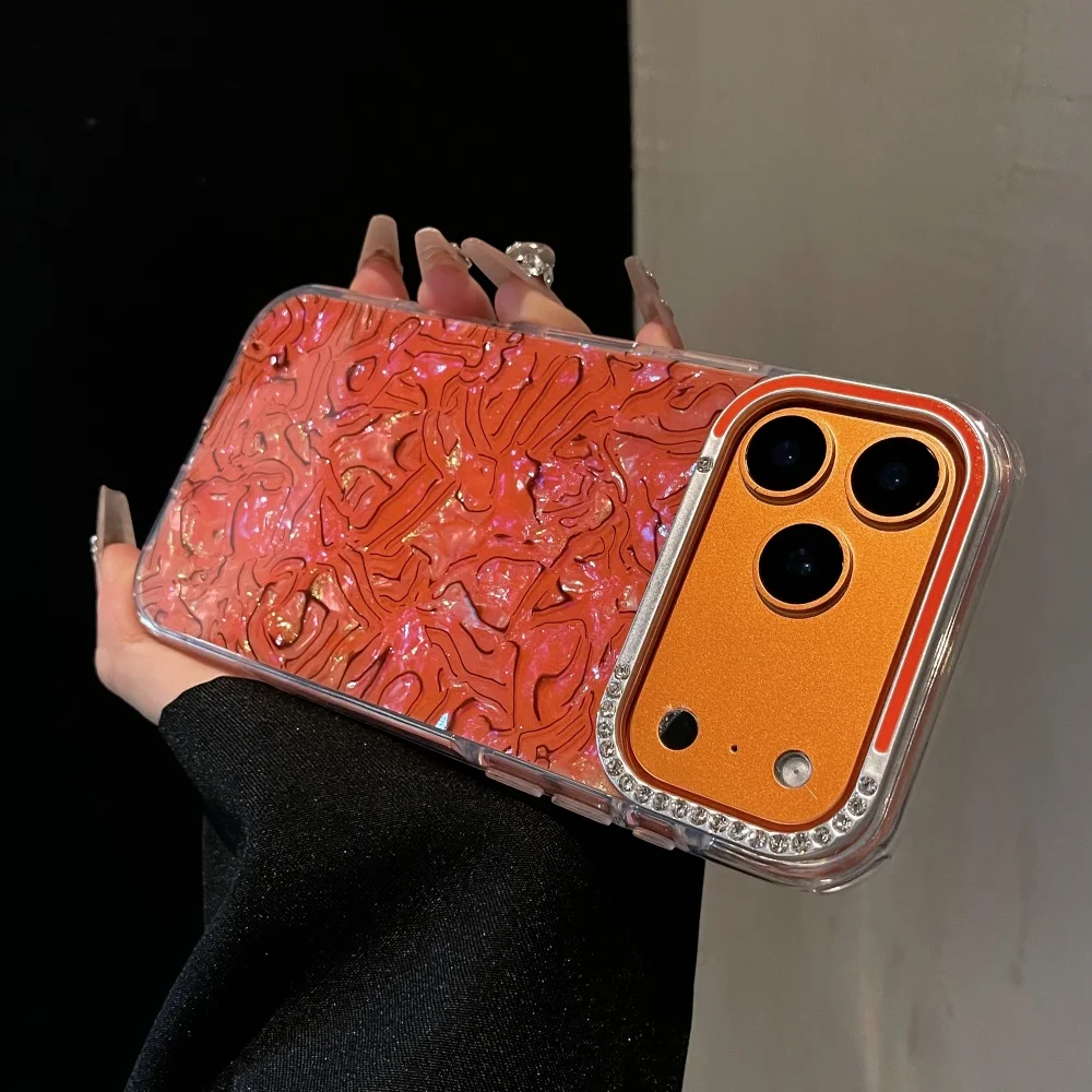 Funda brillante de lujo Aurora para iPhone 17 Air 16 15 14 13 Pro Max Plus, funda protectora transparente a prueba de golpes con diamantes de imitación estéticos de TPU - imagen 3