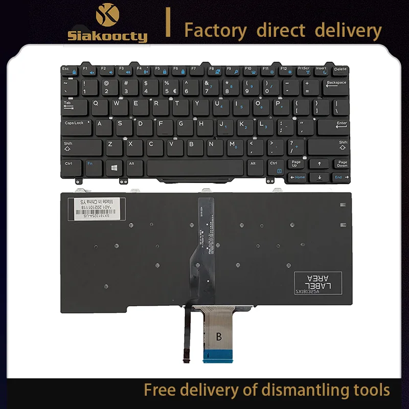 Teclado Inglés para Dell Latitude 3150, 3160, E5250, E5270, E7270, E7250, retroiluminado
