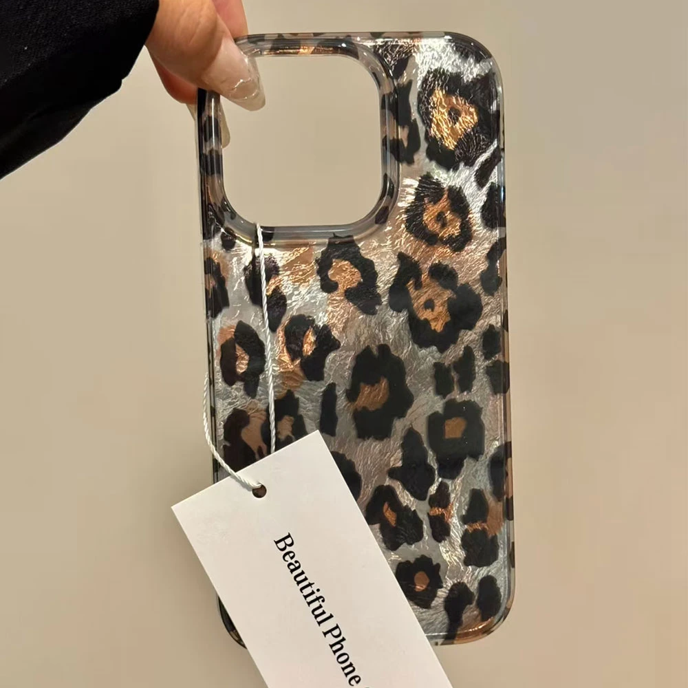  Funda de teléfono INS coreana con estampado de leopardo negro para mujer y niña, funda de tpu Ultra Shell para Samsung Galaxy S25 S24 S23 S22 S21 S20 FE Plus - imagen 2