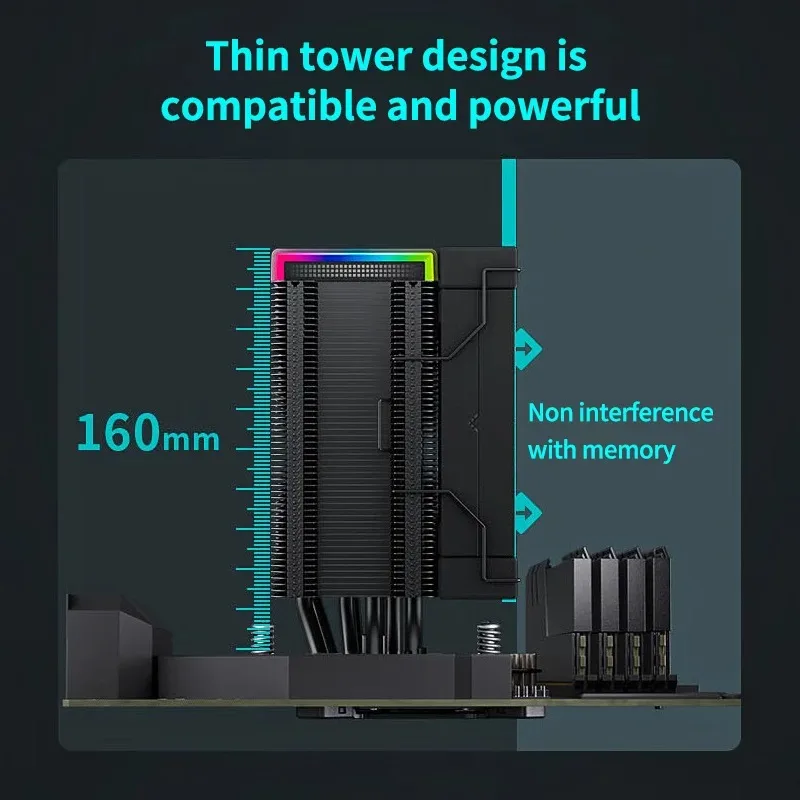 DEEPCOOL-enfriador de CPU AK500S, 5 tubos de calor, radiador TDP240W con pantalla Digital, refrigerador de caja de ordenador para LGA1700/1200 115X AM4 AM5 - imagen 2