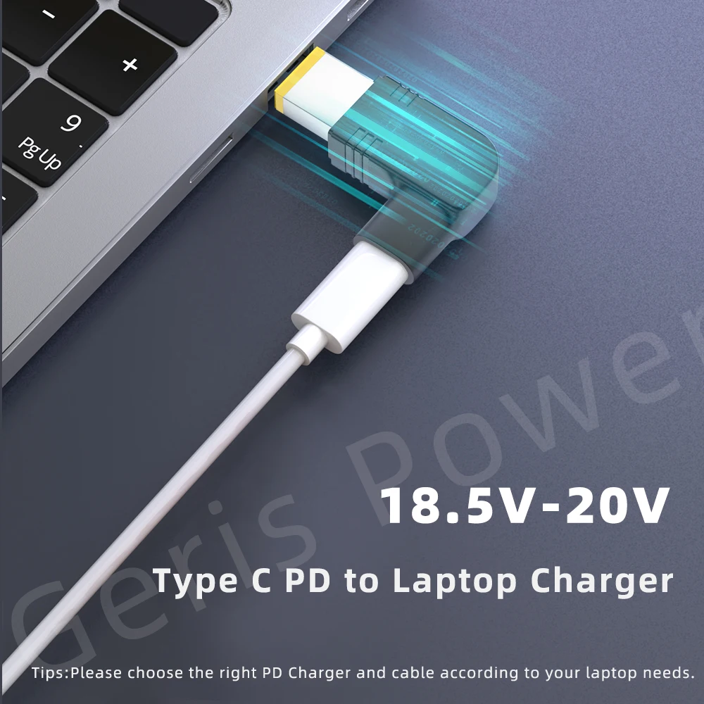 USB-C 3,1 tipo C hembra a rectángulo macho USB PD emulador disparador adaptador de corriente CC en ángulo convertidor para Lenovo Thinkpad Laptop - imagen 2