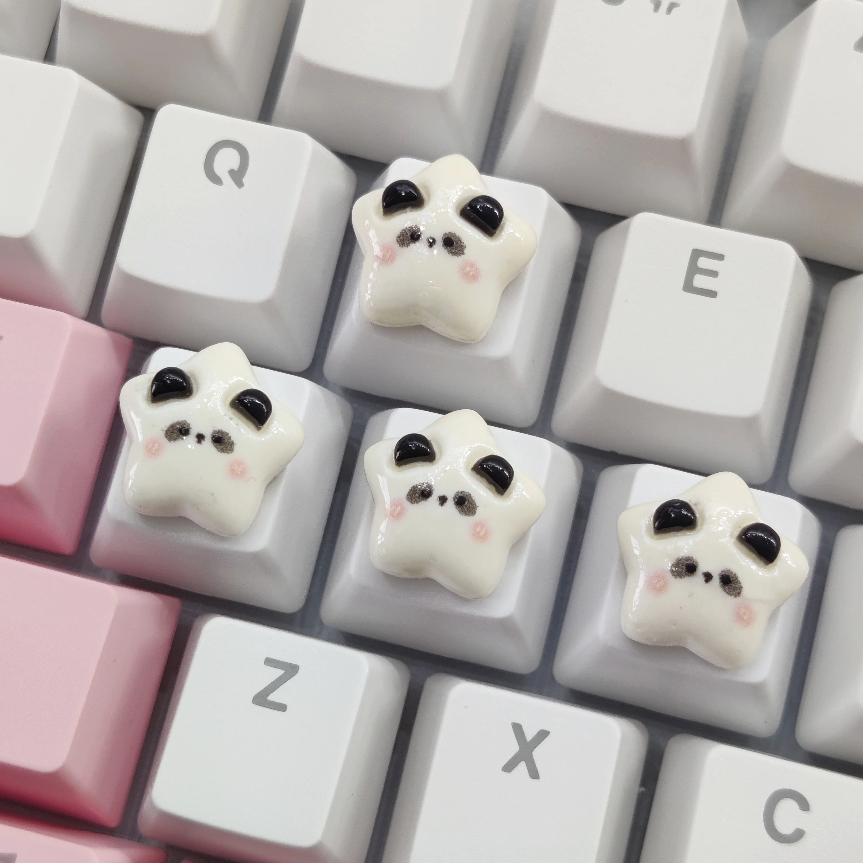 Teclas direccionales para teclado mecánico Diy, teclas suplementadas, conejo, Panda, estrella de cinco puntas, teclas de eje cruzado rosa - imagen 5