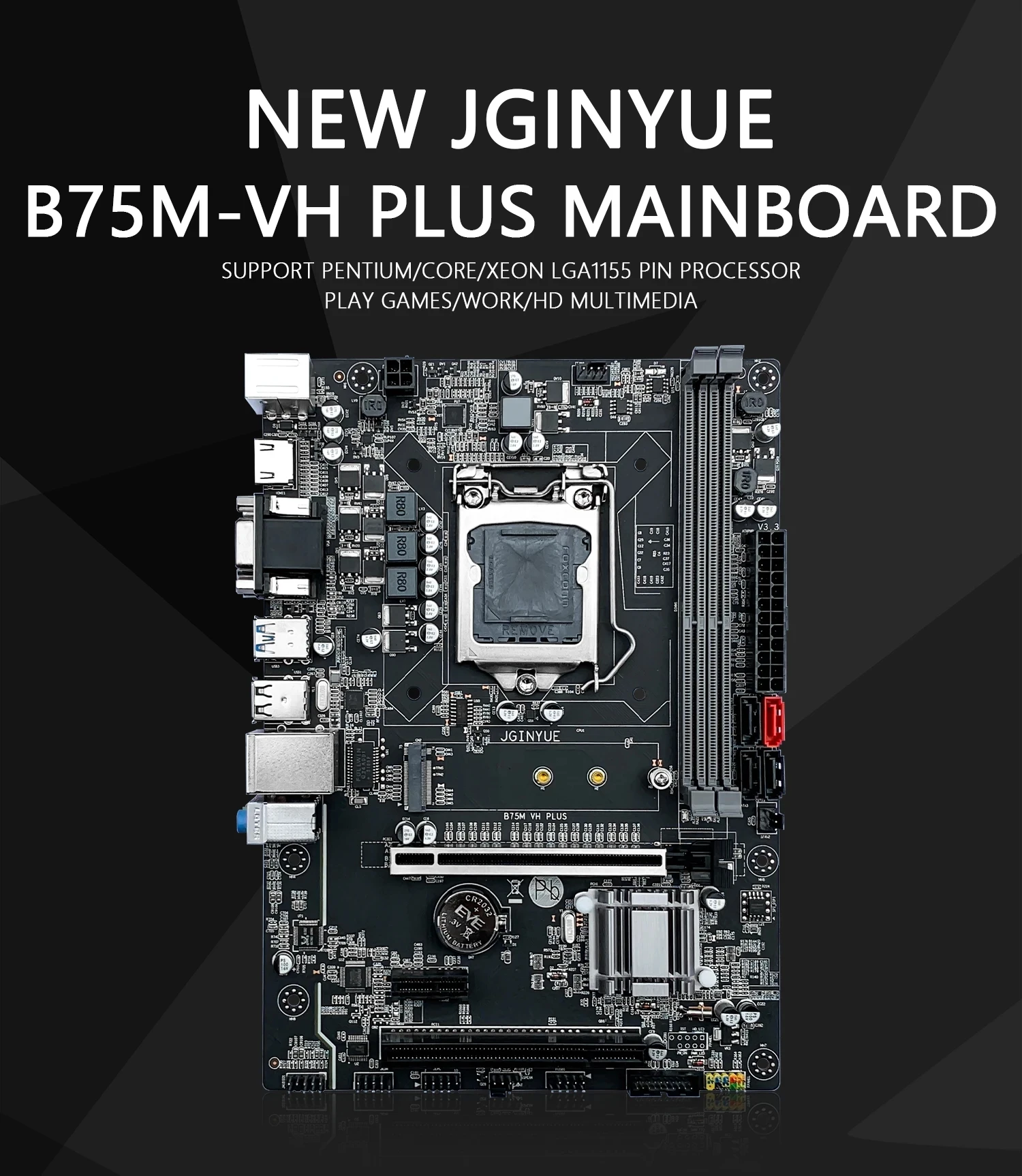 Placa base JGINYUE B75 LGA 1155 M-ATX Intel i3 i5 i7 E3 CPU DDR3 1600MHz 16GB RAM M.2 NVME SATA USB 3,0 VGA HDMI B75M-VH PLUS - imagen 3