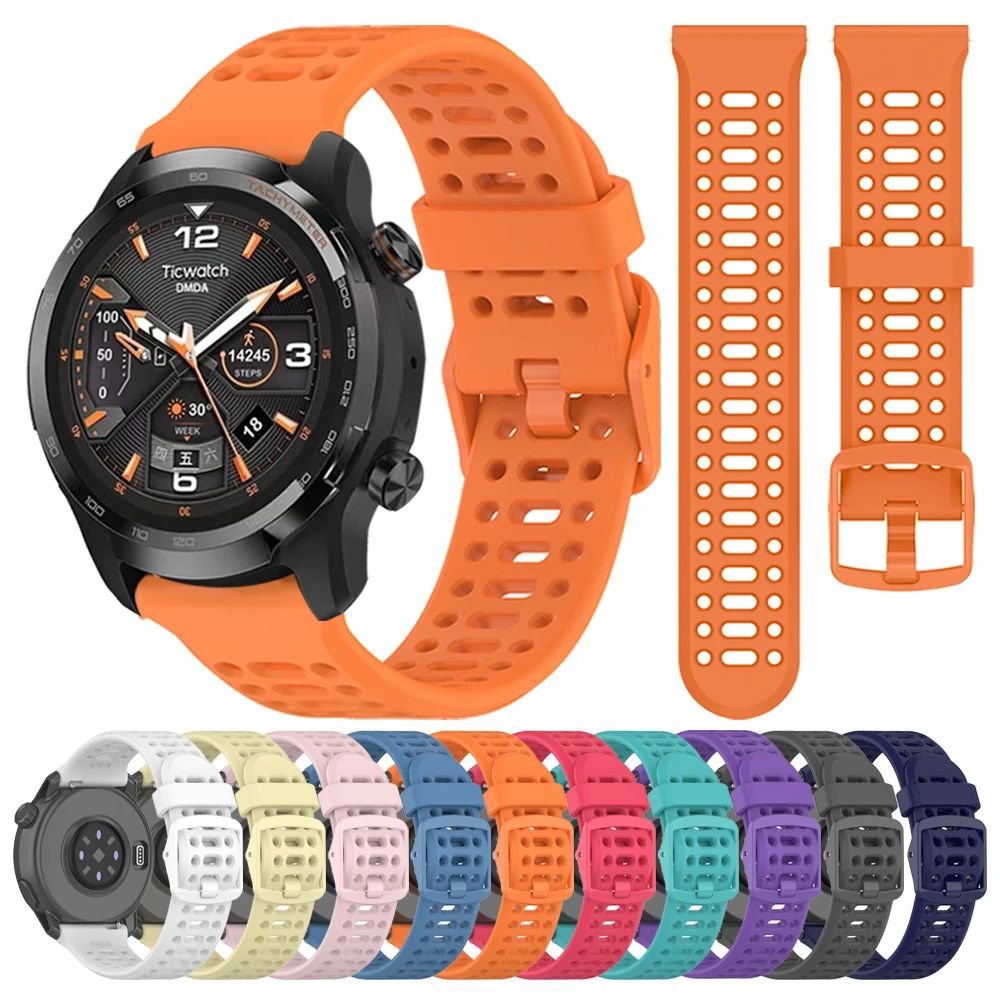 Correa deportiva de silicona para reloj TicWatch Pro 3 Ultra, pulsera suave de 20mm y 22mm para TicWatch GTW/GTX/S2/E2/E3/GTH