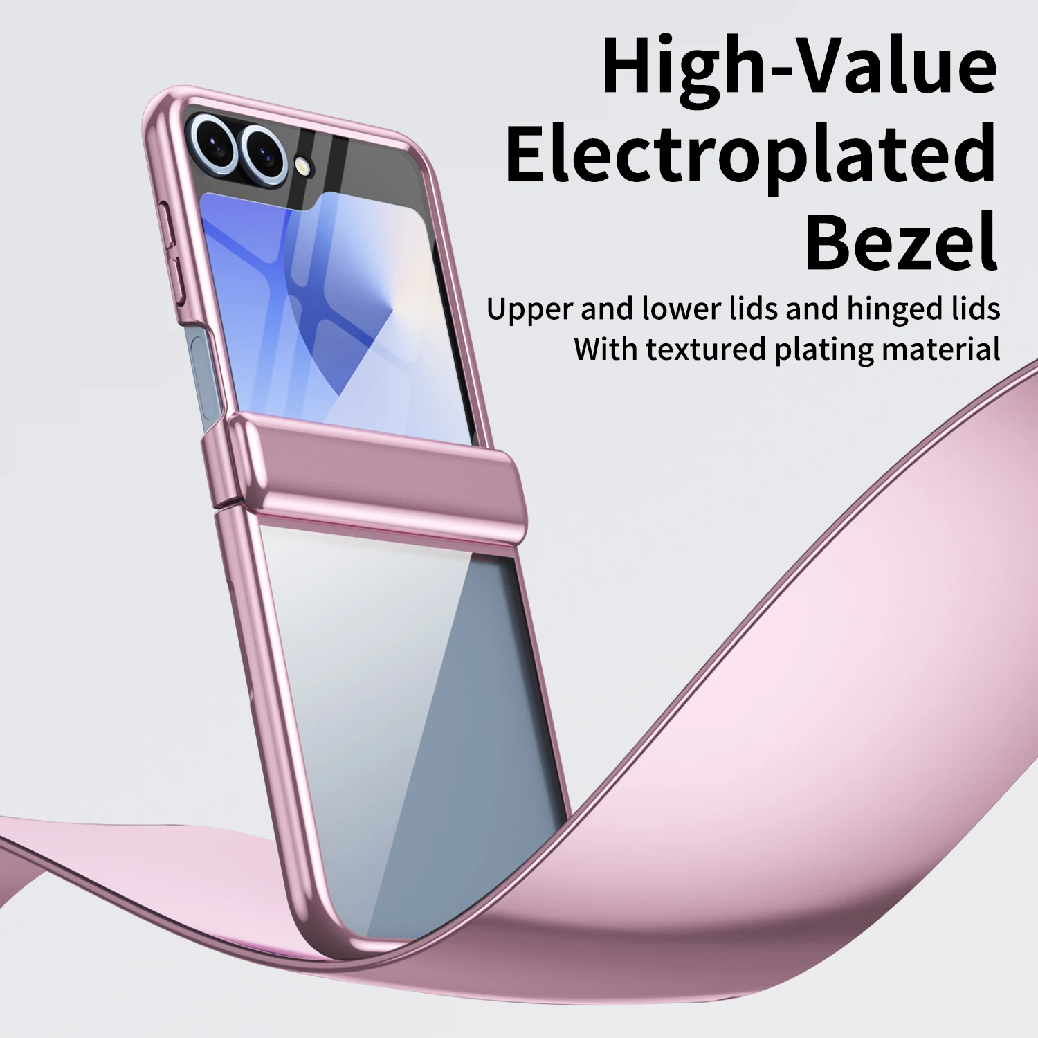 Funda de teléfono transparente con bisagra chapada de lujo para Samsung Galaxy Z Flip 6 5 4 3 5G, funda trasera transparente a prueba de golpes para Galaxy Z Flip 6 - imagen 3