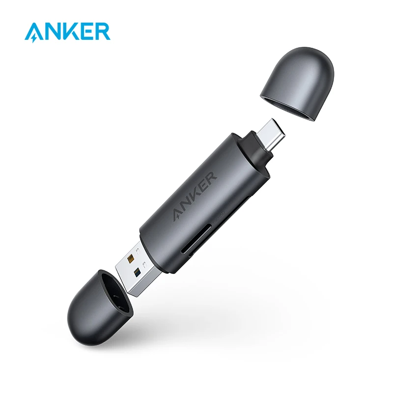 Lector de tarjetas SD Anker USB-C y USB 3.0, lector de tarjetas de memoria PowerExpand+ 2 en 1 con conectores duales, para SDXC, SDHC, SD, MMC
