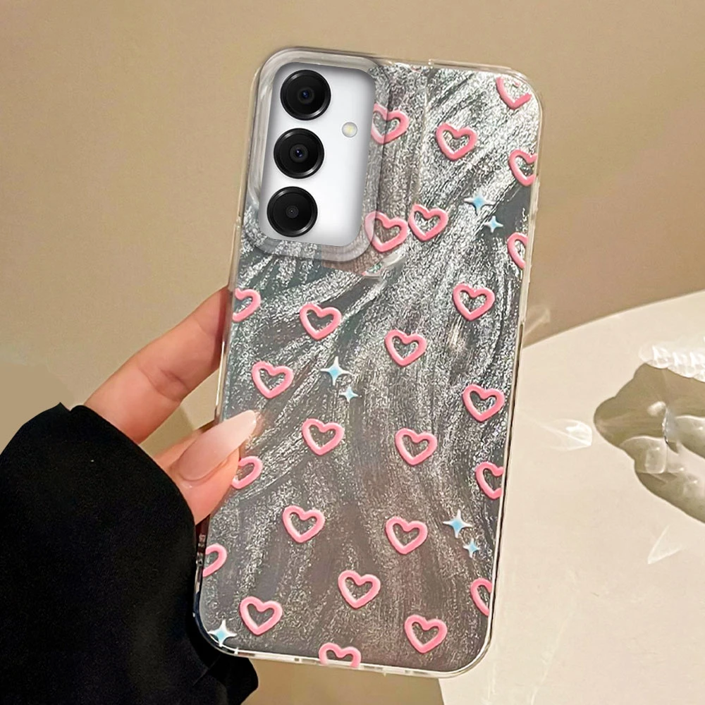 Funda de teléfono con bonito corazón de amor rosa para Samsung Galaxy A55 A54 A34 A14 A24 A15 A25 A35 A56 A16 A26 A06 A53 carcasa trasera de silicona - imagen 3