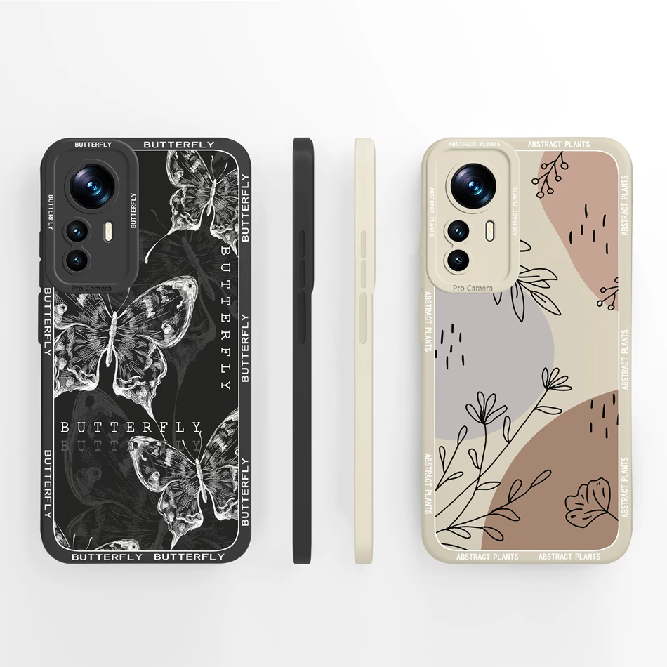 Para Xiamoi 12T Pro Funda de teléfono elegante mariposa suave silicona líquida protección de cámara contraportada para Mi 12T 12 T 12TPro Funda
