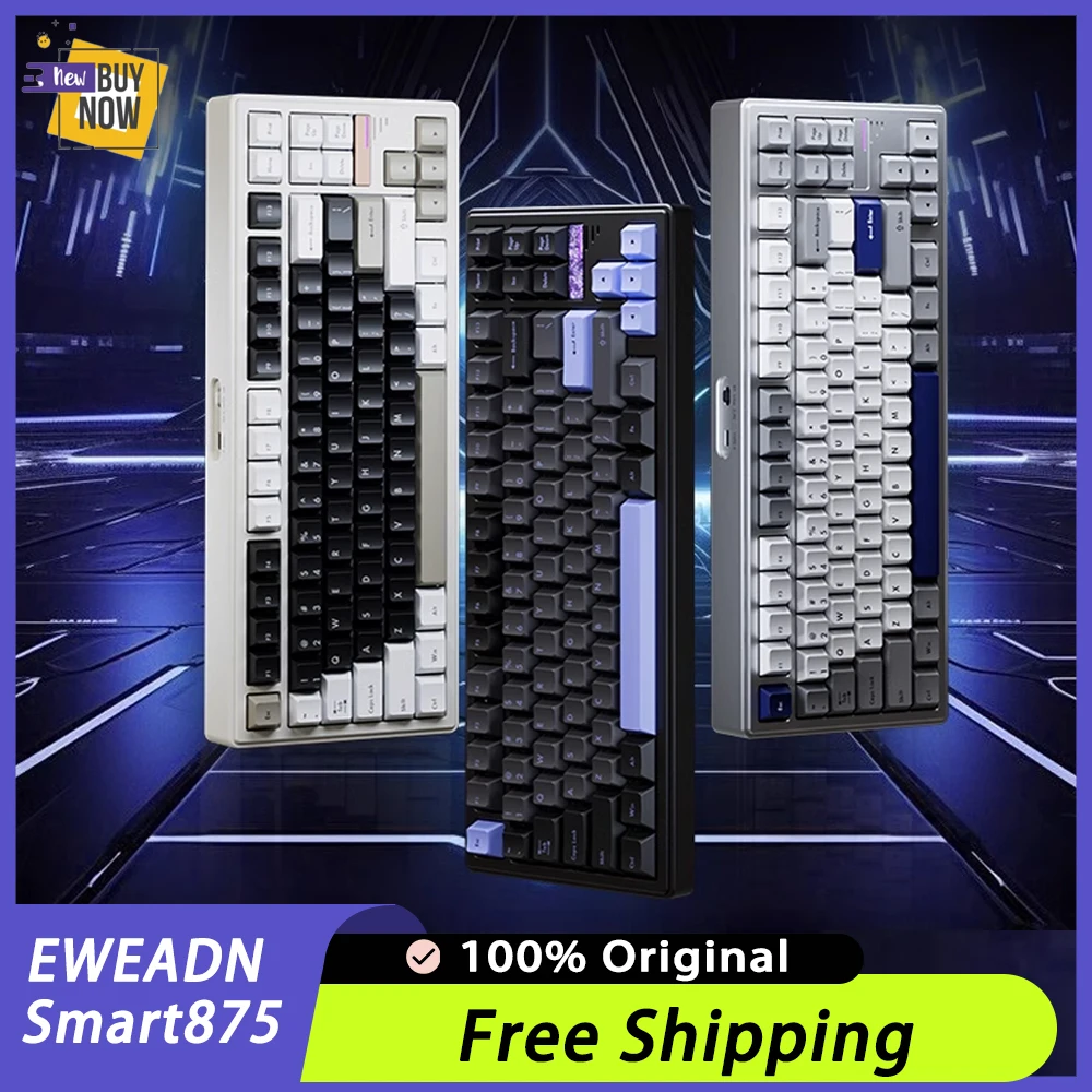 EWEADN Smart875 Three Mode Wireless Mechanical Keyboard  RGB Bluetooth Keyboard Gasket PC Gamer E-sports Aluminium Metal Office