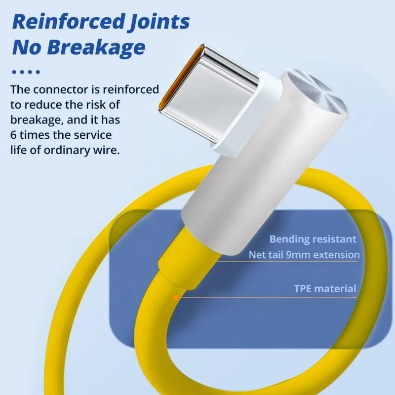 Cargador súper rápido USB Original Xiaomi 120W 6A para Mi 12 11 POCO X5 X4 Pro Redmi Note 8 9 10 11 Cable de carga tipo C de 90 grados - imagen 3