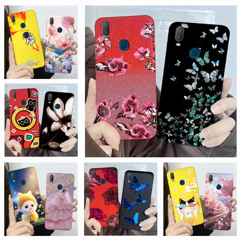 Para Vivo Y11 1906 funda de teléfono VivoY11 mariposa chica suave silicona TPU carcasa trasera para Vivo Y12 1904 Y3 Y15 Y17 Y 11 2019 cubiertas