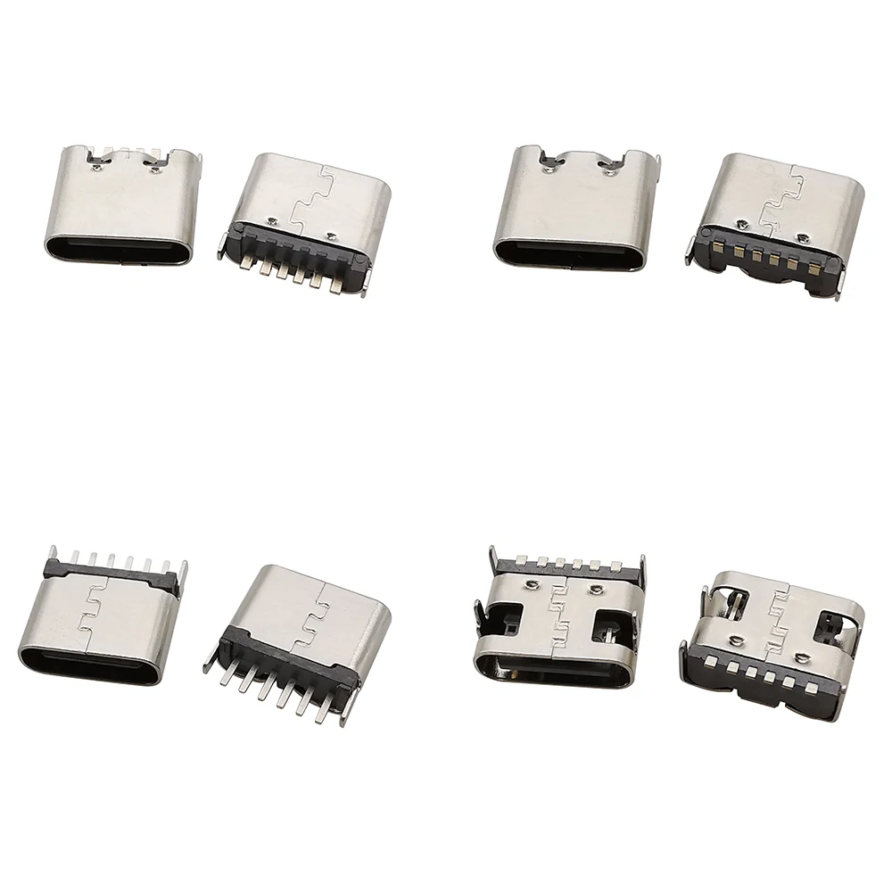 10 Uds conector hembra USB tipo C 2 6 16 24 pines conector de puerto de carga SMD DIP para PCB adaptador de reparación DIY tipo C - imagen 4
