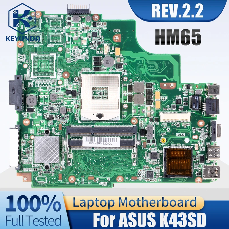 K43SD para ASUS K43E K43SD A43E P43EMAIN placa 60-N3RMB2001 HM65 REV.2.2 placa base para portátil completamente probada - imagen 2