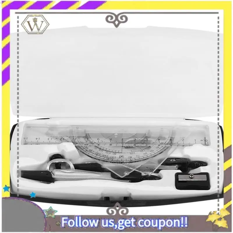 Nuevo juego de brújula geométrica, 10 Uds., transportador de matemáticas escolares, reglas para estudiantes de matemáticas y ingeniería en estuche de transporte - imagen 4