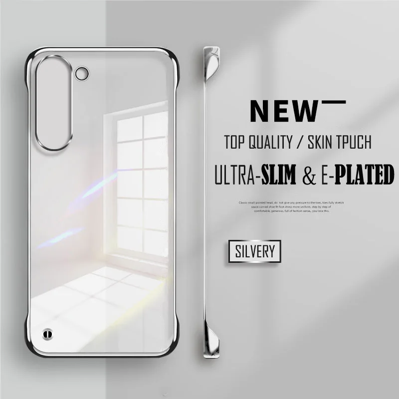 Funda de teléfono sin marco delgada transparente chapada para Samsung S25 S24 S23 FE Ultra Plus S25 Edge protección de lente cubierta trasera chapada - imagen 2