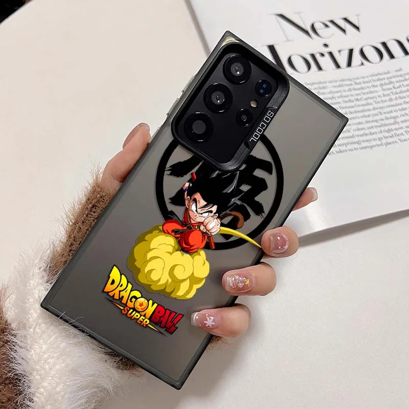 D-Dragon Ball tarjetas Son Goku funda para Samsung Galaxy S25 S24 S23 S22 S21 Ultra Plus funda de teléfono plateada colorida - imagen 2