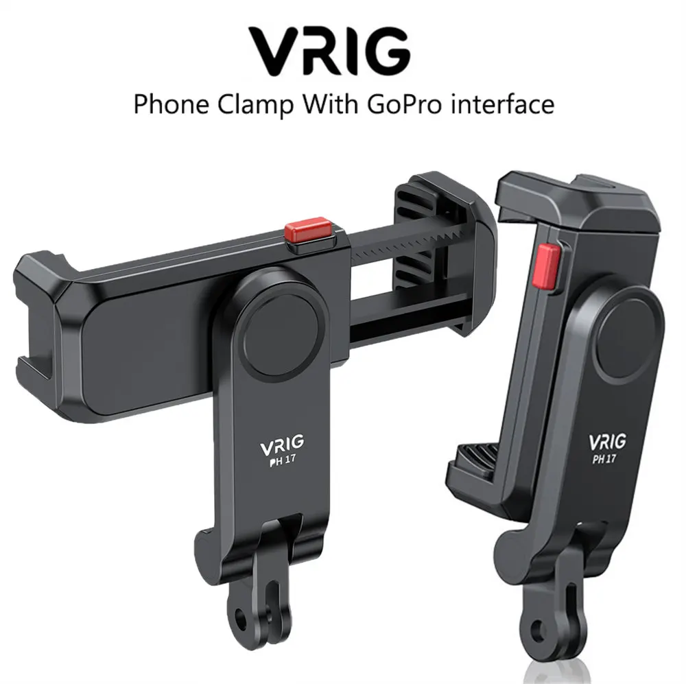 VRIG-abrazadera de soporte para teléfono con zapata fría doble, soporte con puerto Gopro para Iphone, Android, Smartphone, cámara, trípode, adaptador, luz de micrófono - imagen 2
